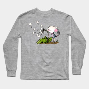 White Mouse and Dandelion Long Sleeve T-Shirt